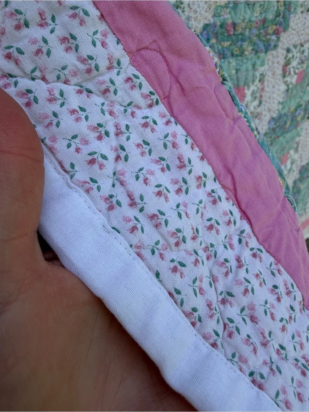 Vintage Floral Baby Quilt - Handmade Patchwork Nursery Quilt